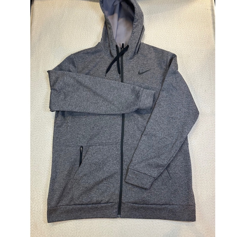 Nike Hoodie Mens XL Gray Dri-FIT Full Zip Training Sweatshirt CU6231-071